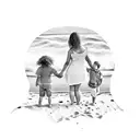 family holding hands on beach tattoo design idea