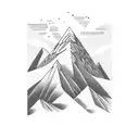 A mountain range forming the scales of justice, symbolizing the attorney's dedication to fairness and equality. tattoo design idea