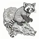a ghost hanging a red panda tattoo design idea