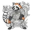 a ghost hanging a red panda tattoo design idea