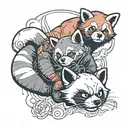 a ghost hanging a red panda tattoo design idea