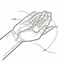 A hand reaching out to help someone, with a book and dancing shoes in the background tattoo design idea