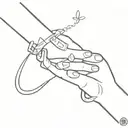 A hand reaching out to help someone, with a book and dancing shoes in the background tattoo design idea