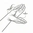 A hand reaching out to help someone, with a book and dancing shoes in the background tattoo design idea