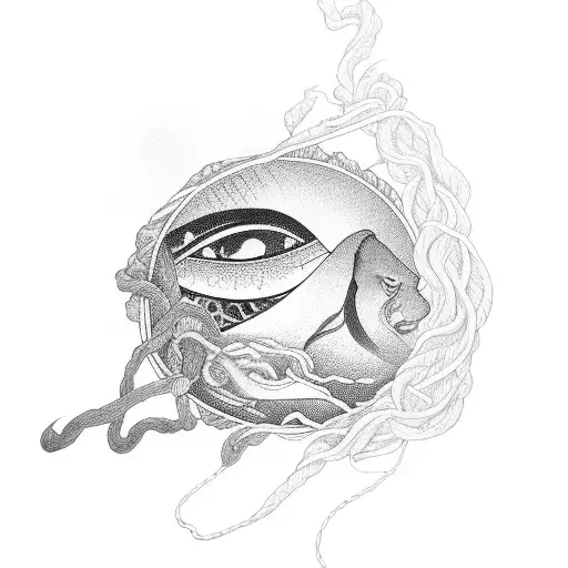 japanese sun with shibari rope tattoo design idea