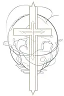 writing saying, rest in peace and power with the names aleksas beiga and Michael  all inside of a cross tattoo design idea