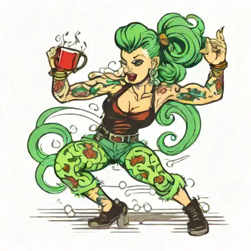 green haired rockabilly chunky girl danceing tattoo design idea