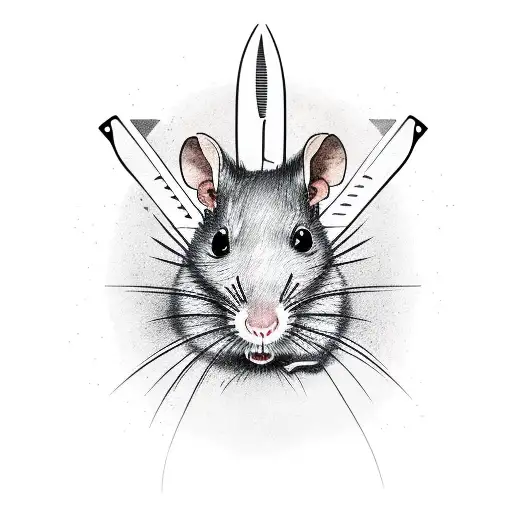 Rat with Chefs Knives tattoo design idea