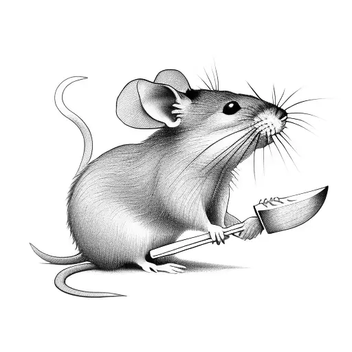 Rat in Amour with Chefs Knives tattoo design idea