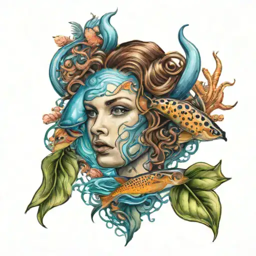 Ellie Windhoek Aquarius combined together tattoo design idea