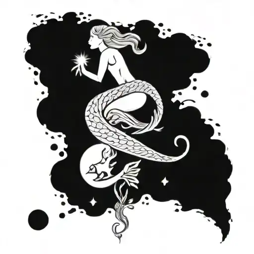 Ellie Windhoek Aquarius combined together tattoo design idea