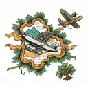 Que sera sera and airplane and cedar tree tattoo design idea