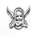 vrigin mary holding baby jesus tattoo design idea