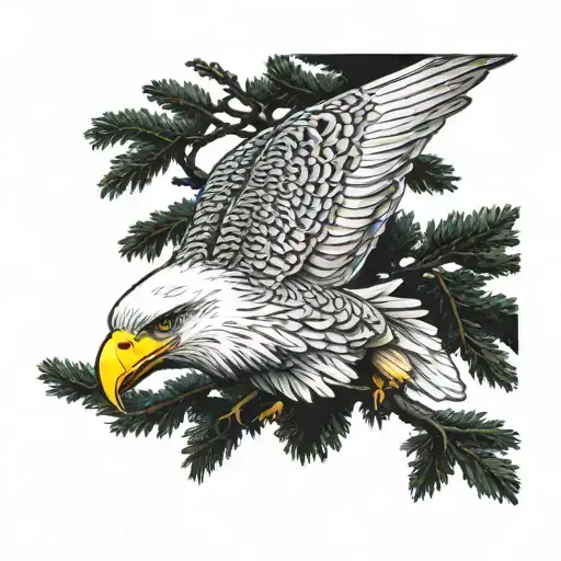 white whale cedar tree eagle tattoo design idea
