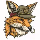 fox with beret army  tattoo design idea
