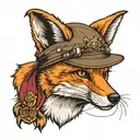 fox with beret army  tattoo design idea