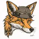 fox with beret army  tattoo design idea