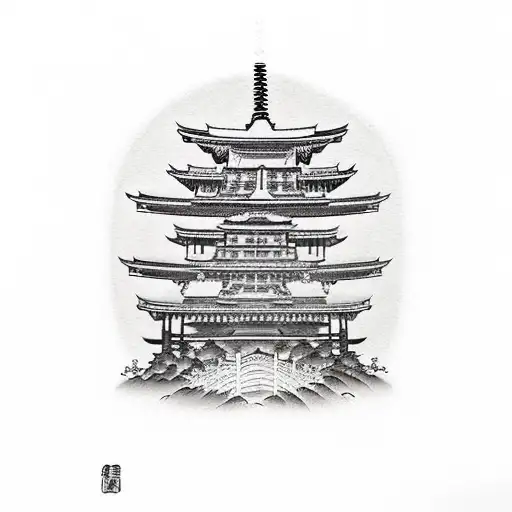 japanese temple tattoo design idea