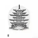 japanese temple tattoo design idea