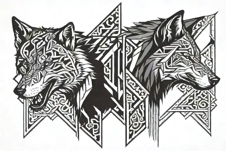 wolf and arrow tattoo design idea