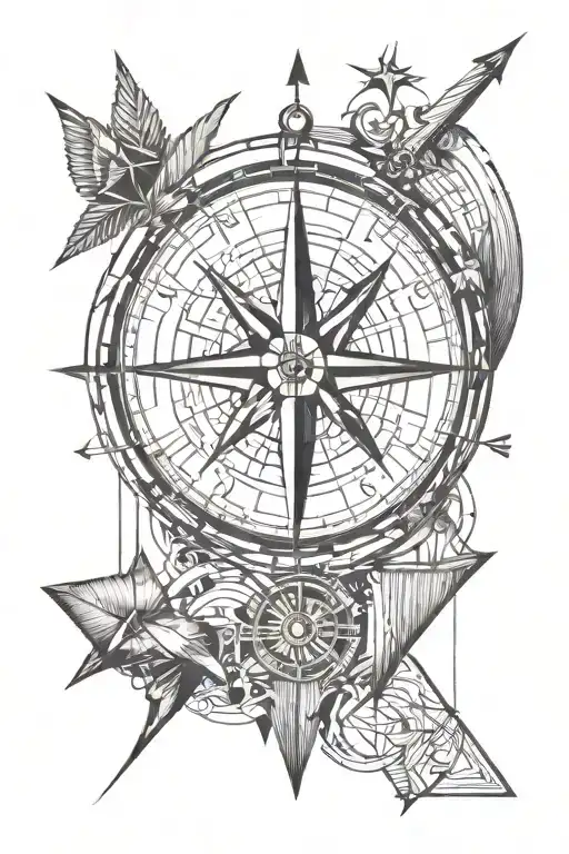 compass with an arrow through it  tattoo design idea