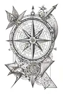compass with an arrow through it  tattoo design idea