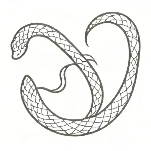 A minimalist tattoo of a snake and a crescent moon intertwined, symbolizing the balance between your studies and your relationship with your boyfriend tattoo design idea