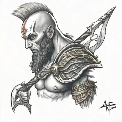 ares god of war portrait shoulder tattoo tattoo design idea