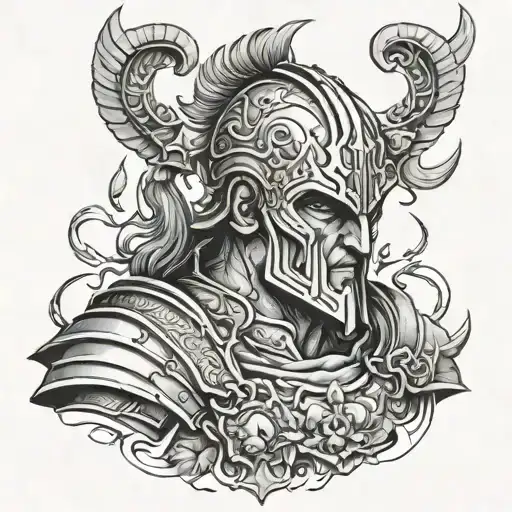 ares god of war head surrounded tattoo design idea