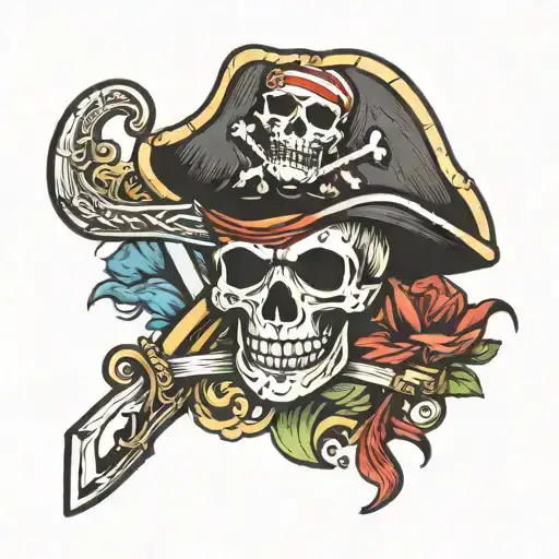 pirate sword and hockey stick tattoo design idea