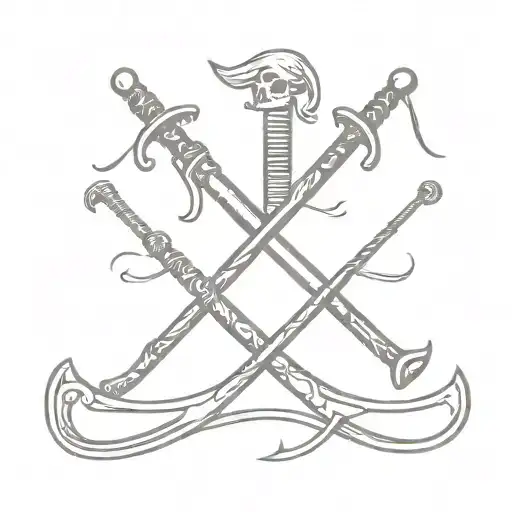 pirate sword and hockey stick tattoo design idea