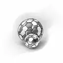 A dog driving a soccer ball on a curvy road with palm trees lining the sides tattoo design idea