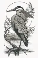 heron framed by a pike pole tattoo design idea