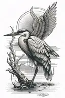 heron framed by a pike pole tattoo design idea