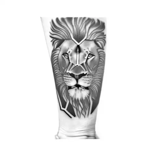 a lion with green eyes tattoo design idea