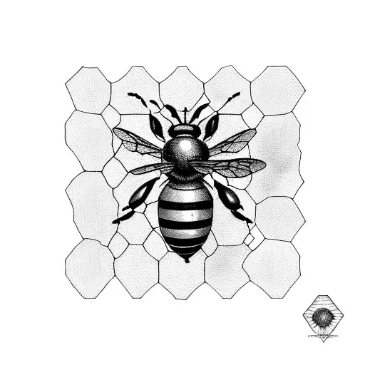 honeycomb with bee and J  tattoo design idea