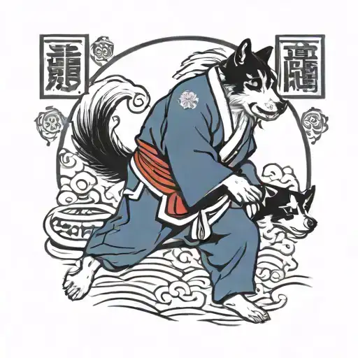 judo and dog tattoo design idea