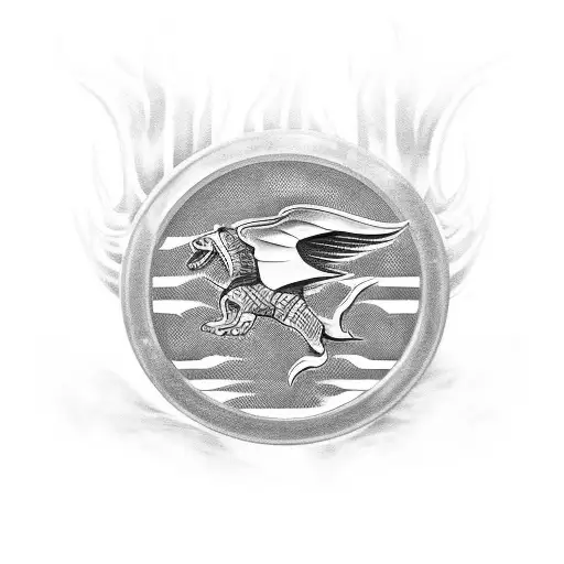 A black-grey tattoo depicting a powerful Mopar muscle car tearing through a checkered flag tattoo design idea