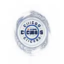 A sketch-style tattoo of the iconic Chicago Cubs logo surrounded by swirling energy waves tattoo design idea