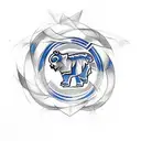 A sketch-style tattoo of the iconic Chicago Cubs logo surrounded by swirling energy waves tattoo design idea