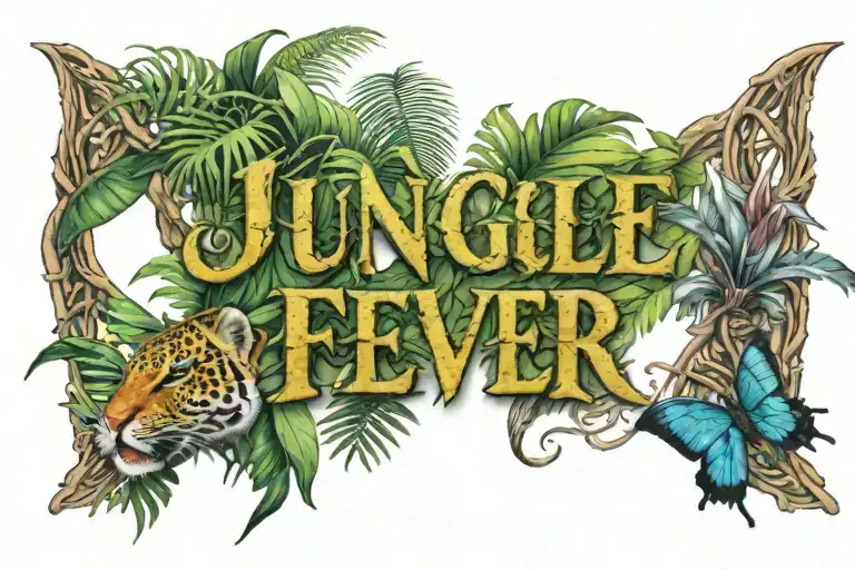 text:jungle fever tattoo design idea