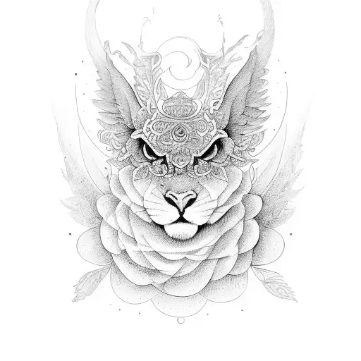 Ala de ángel y gárgola tattoo design idea