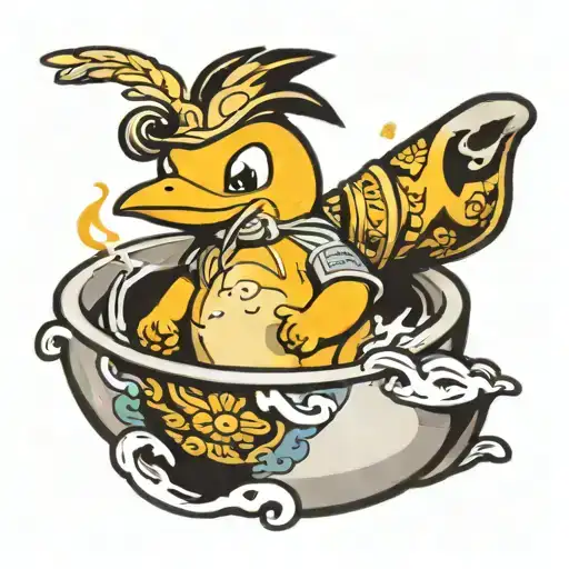 psyduck in ramen bowl tattoo design idea