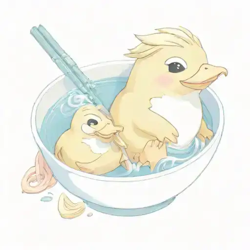 psyduck in ramen bowl tattoo design idea