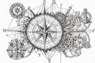 compass, map, anchor, rope tied tattoo design idea