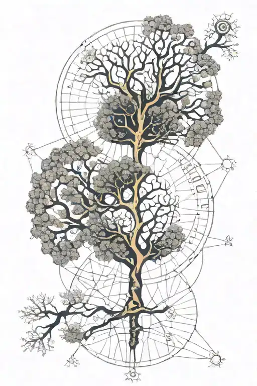 tree dna of univese, golden ratio tattoo design idea