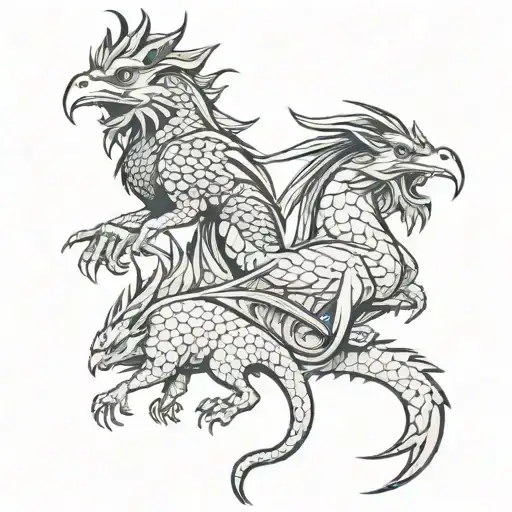 rat, rooster and dragon tattoo design idea