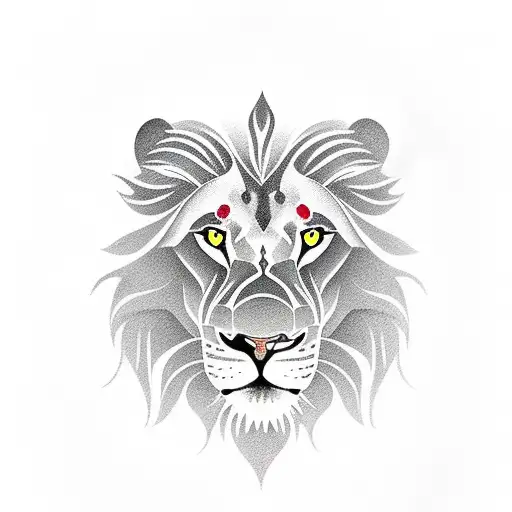 Lion with number 5 in one eye and number 7 in other tattoo design idea
