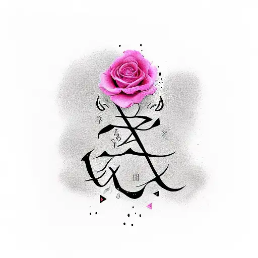 Roxy written in caligraphy in the color black with pink shadow tattoo design idea