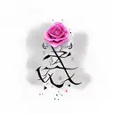 Roxy written in caligraphy in the color black with pink shadow tattoo design idea